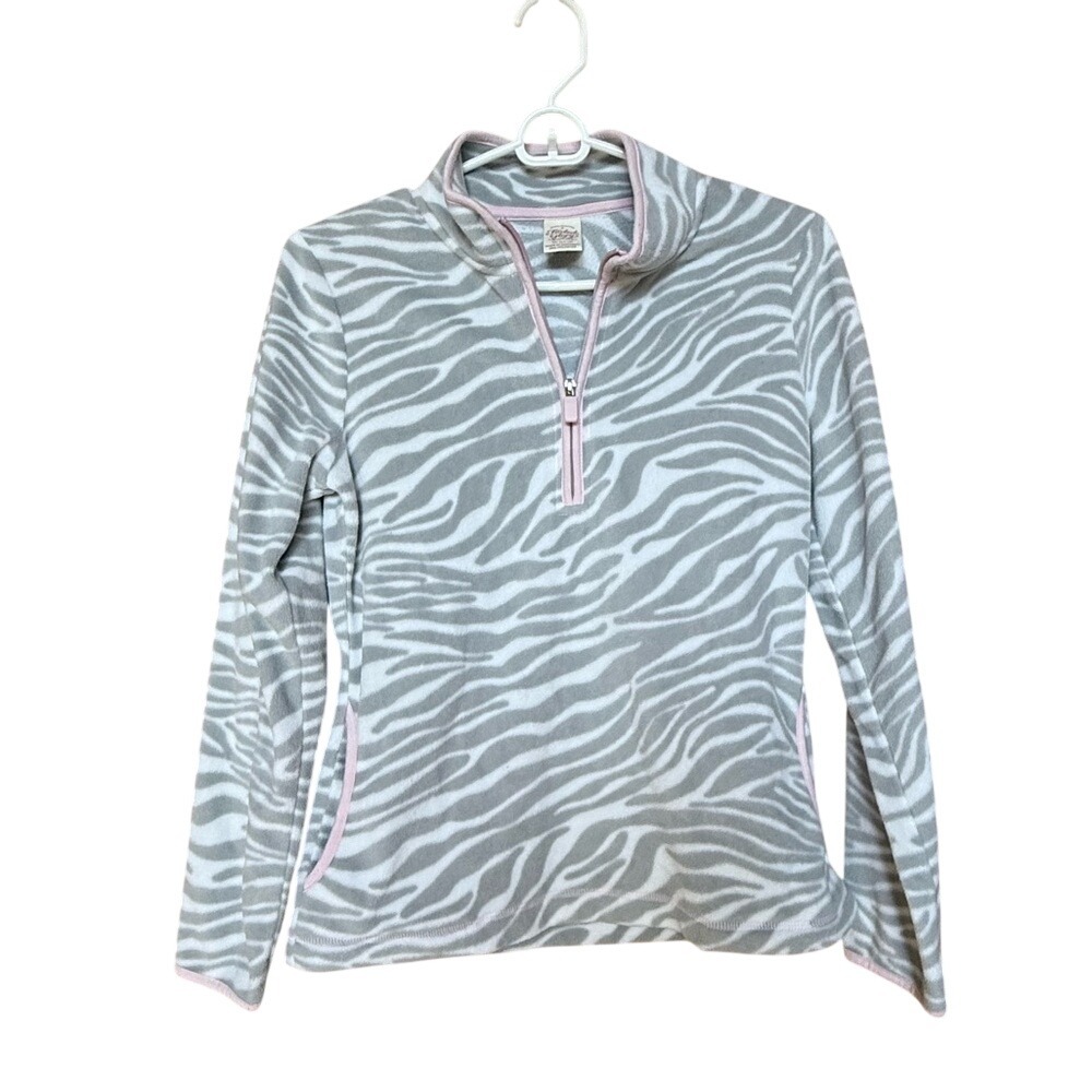 Faded Glory Gray Zebra Girl's Size XL Fleece with Pink Accents Animal Print